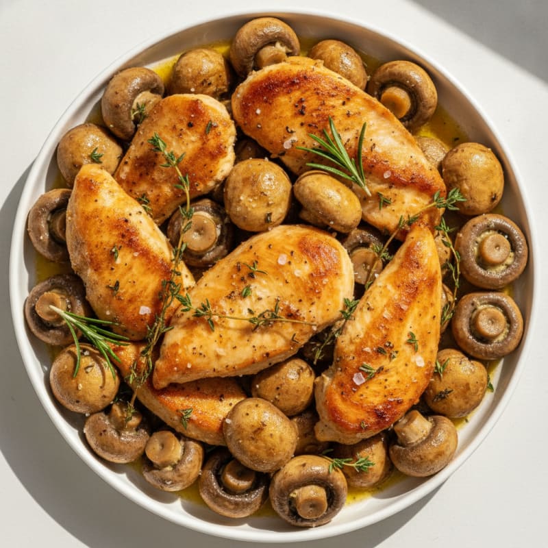 Herb-Roasted Garlic Butter Mushrooms and Chicken