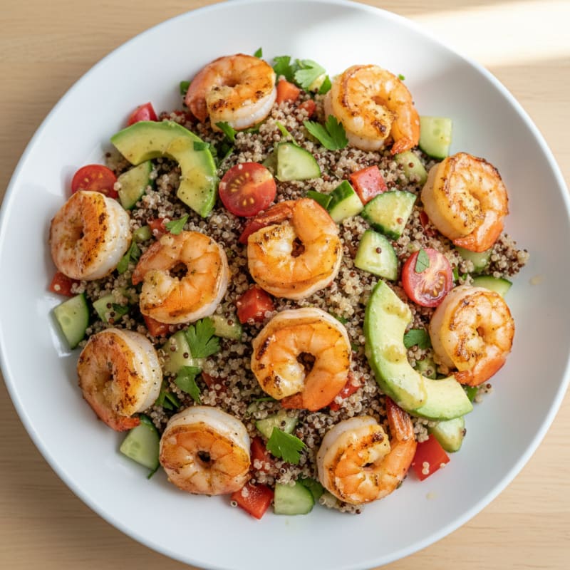 Grilled Shrimp and Quinoa Salad with Fresh Vegetables