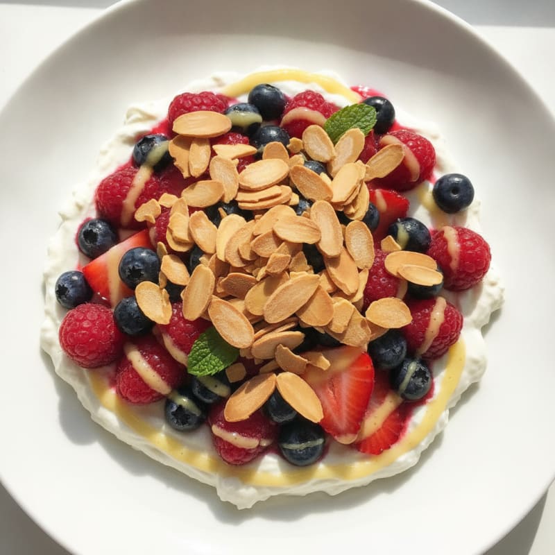 Silky Greek Yogurt Protein Parfait with Almonds and Berries