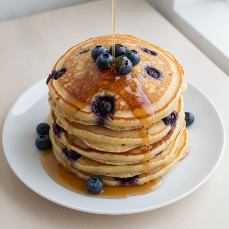 Fluffy Buttermilk Pancakes with Maple Syrup