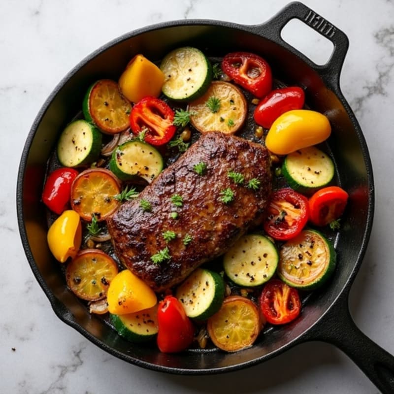 Herb-Seasoned Lean Beef Skillet with Roasted Vegetables