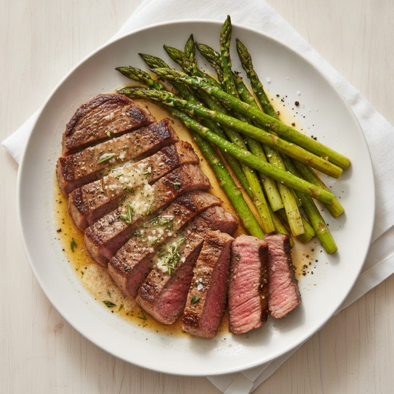 Garlic Herb Butter Steak with Asparagus