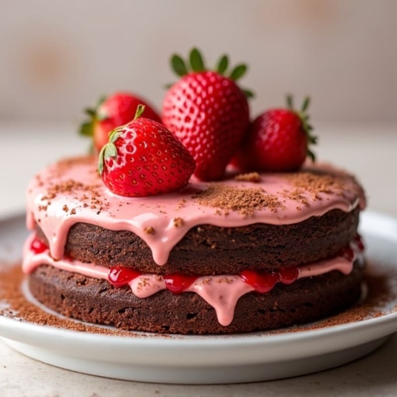 Creamy Chocolate Protein Cake with Strawberry Filling