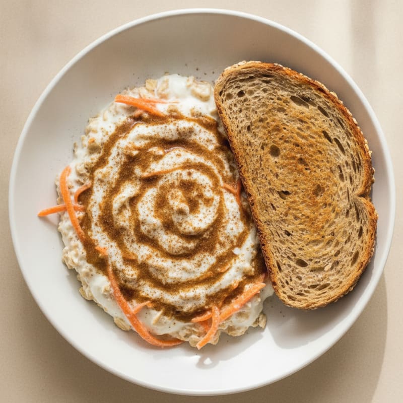 Skyr and Oat Protein Bowl with Shredded Carrot and Toasted Bread