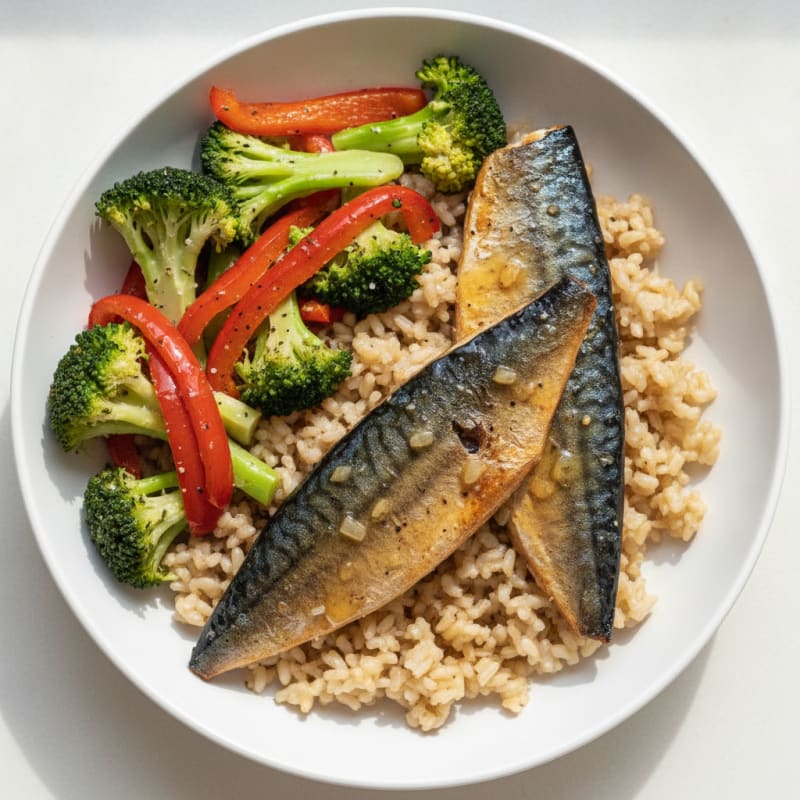 Pan-Seared Saba Fish with Roasted Vegetables