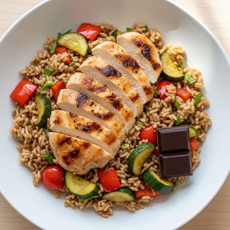 Grilled Chicken and Roasted Vegetable Rice Bowl