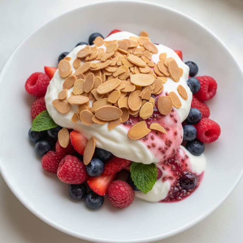 Greek Yogurt Protein Parfait with Mixed Berries