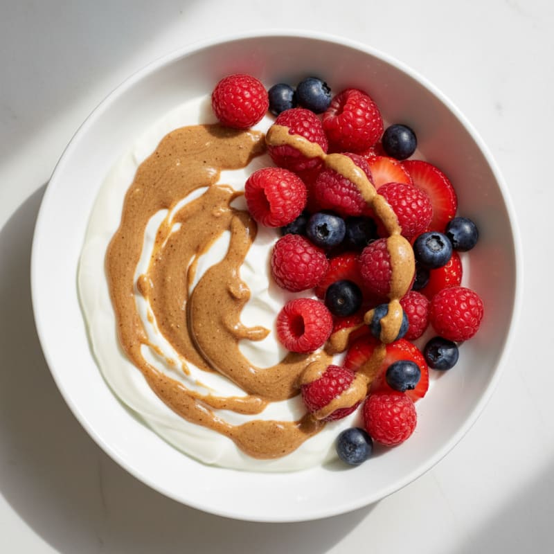 Greek Yogurt Bowl with Mixed Berries and Almond Butter
