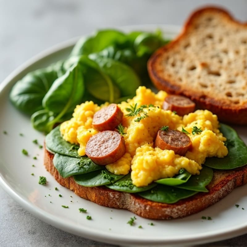 Scrambled Egg Whites with Spinach and Turkey Sausage