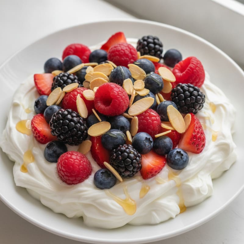 Creamy Greek Yogurt Protein Bowl with Mixed Berries and Almonds