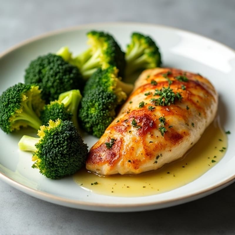 Crispy Lemon Herb Chicken Breast with Roasted Broccoli