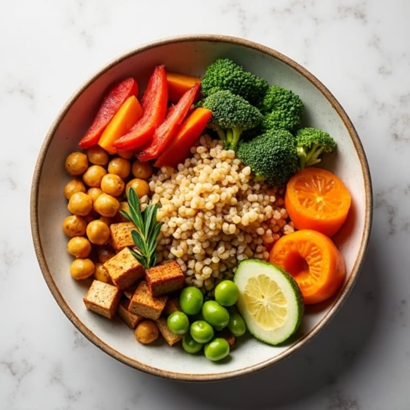 Roasted Vegetable and Crispy Chickpea Bowl