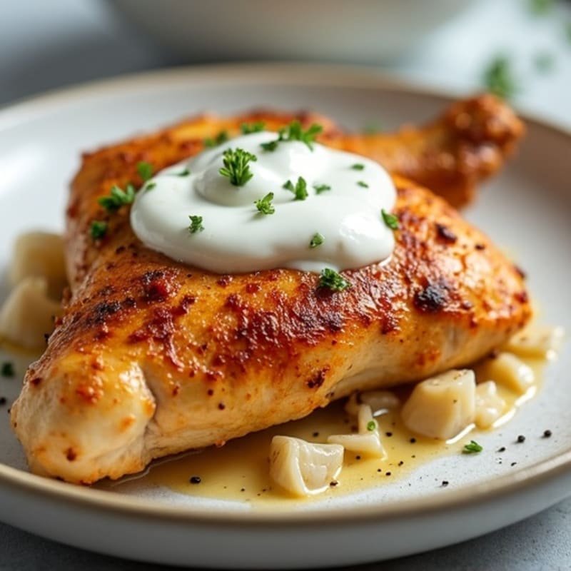 Spiced Roasted Chicken with Creamy Garlic Sauce