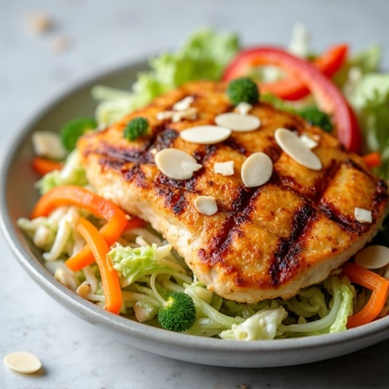 Grilled Chicken Breast with Crunchy Veggie Slaw