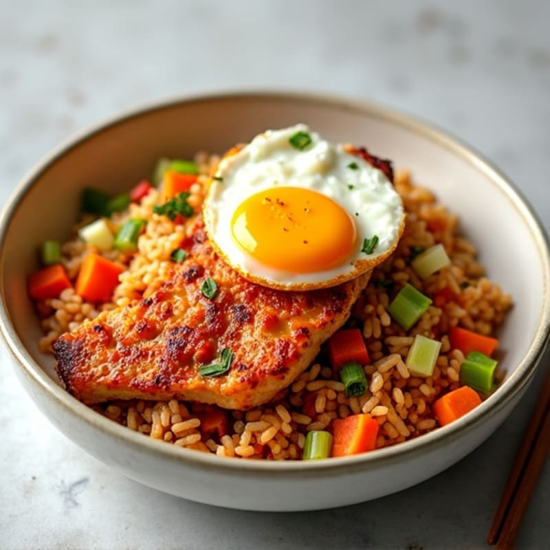 Spicy Kimchi Fried Rice with Lean Chicken
