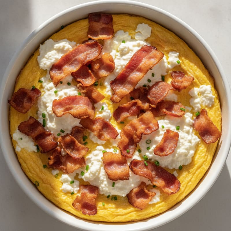 Baked Eggs with Bacon and Cottage Cheese