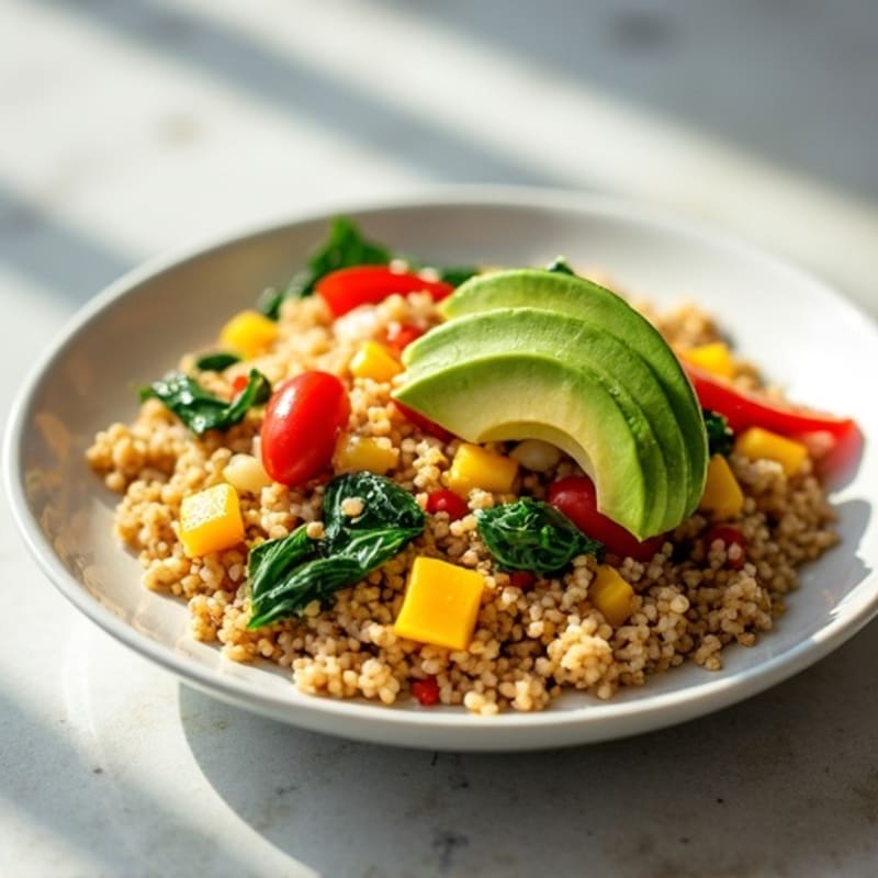 Egg White and Turkey Veggie Scramble with Brown Rice