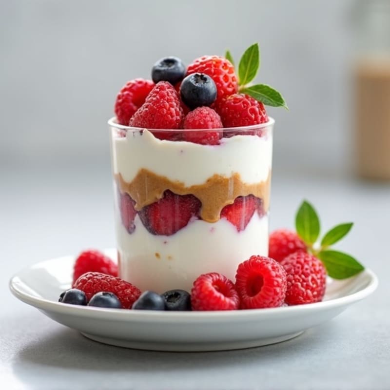 Greek Yogurt Protein Parfait with Almond Butter and Berries