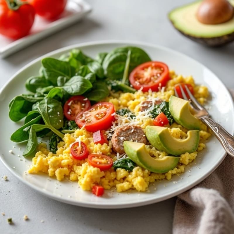 Egg White Scramble with Spinach and Turkey Sausage