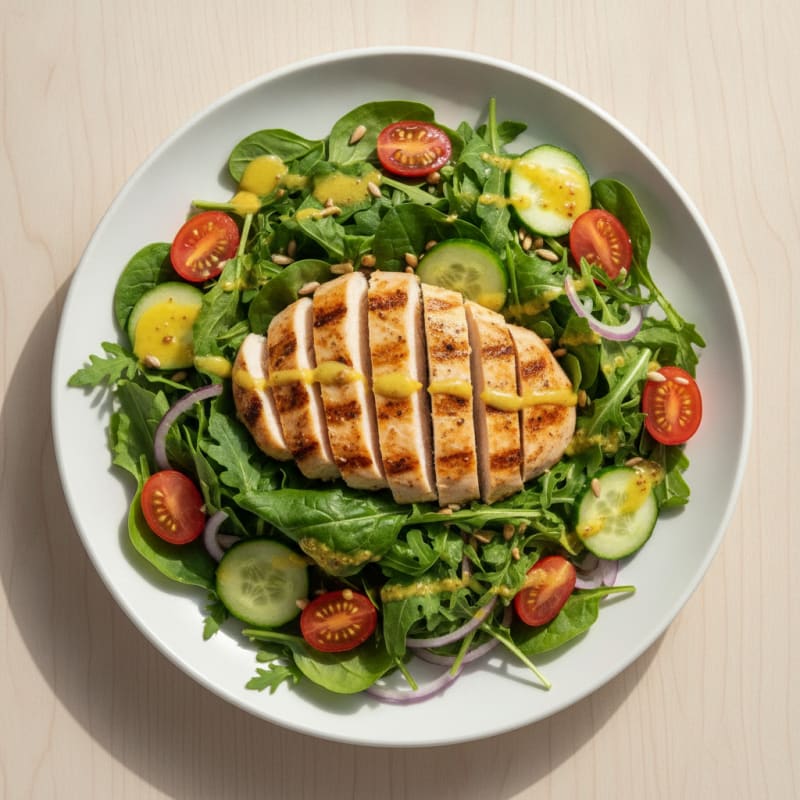 Grilled Chicken Salad with Fresh Greens and Lemon Vinaigrette