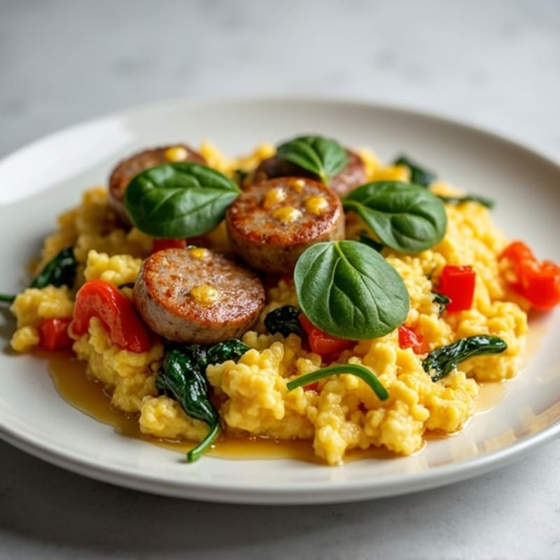 Egg White and Turkey Sausage Scramble with Spinach