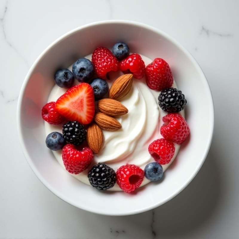 Creamy Greek Yogurt with Fresh Berries and Crunchy Almonds
