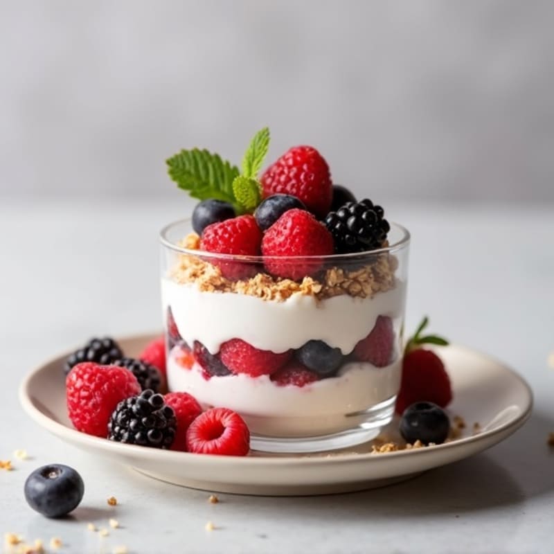 Greek Yogurt Protein Parfait with Mixed Berries