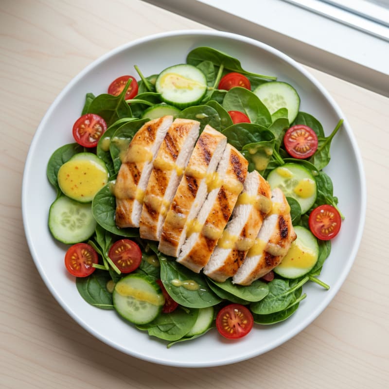 Grilled Chicken and Spinach Salad with Lemon Vinaigrette