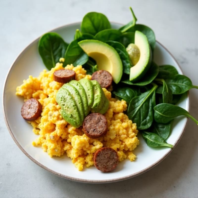 Egg White and Turkey Sausage Scramble with Spinach