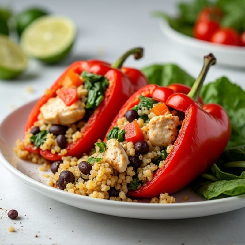 Roasted Bell Peppers Stuffed with Zesty Quinoa