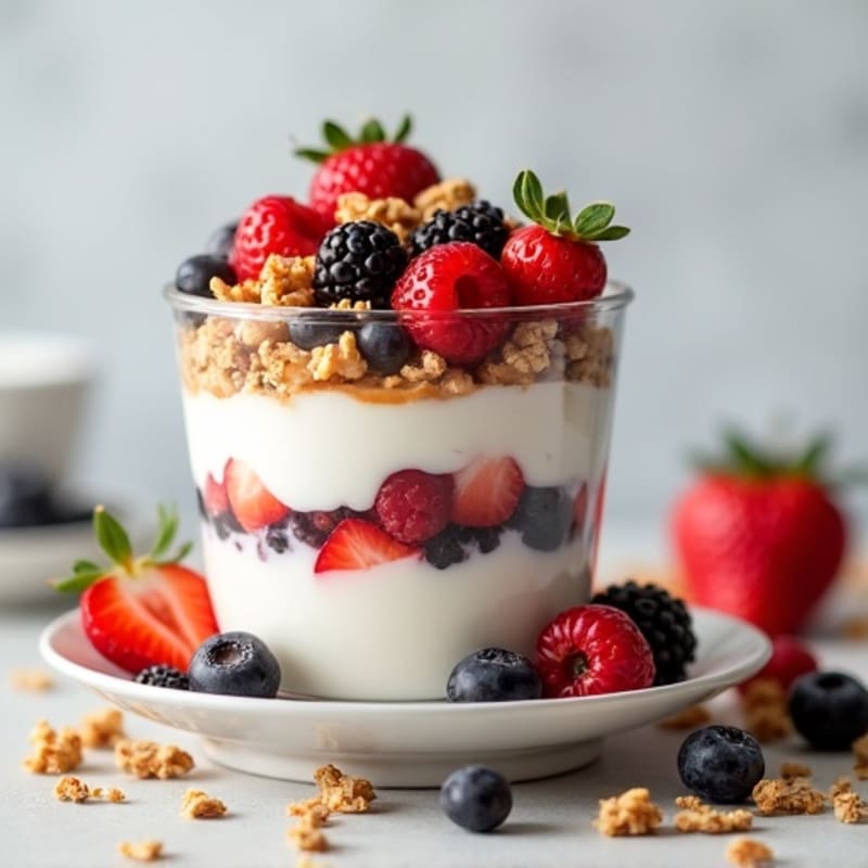 Creamy Greek Yogurt Parfait with Mixed Berries and Almond Butter