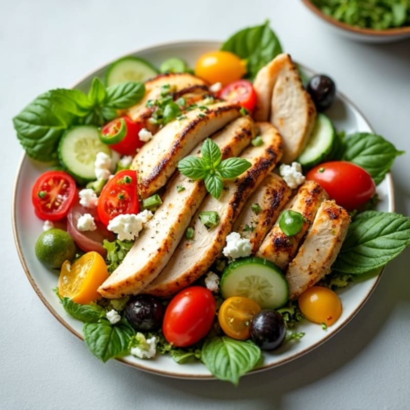 Crisp Feta Salad with Fresh Vegetables and Lemon-Herb Dressing