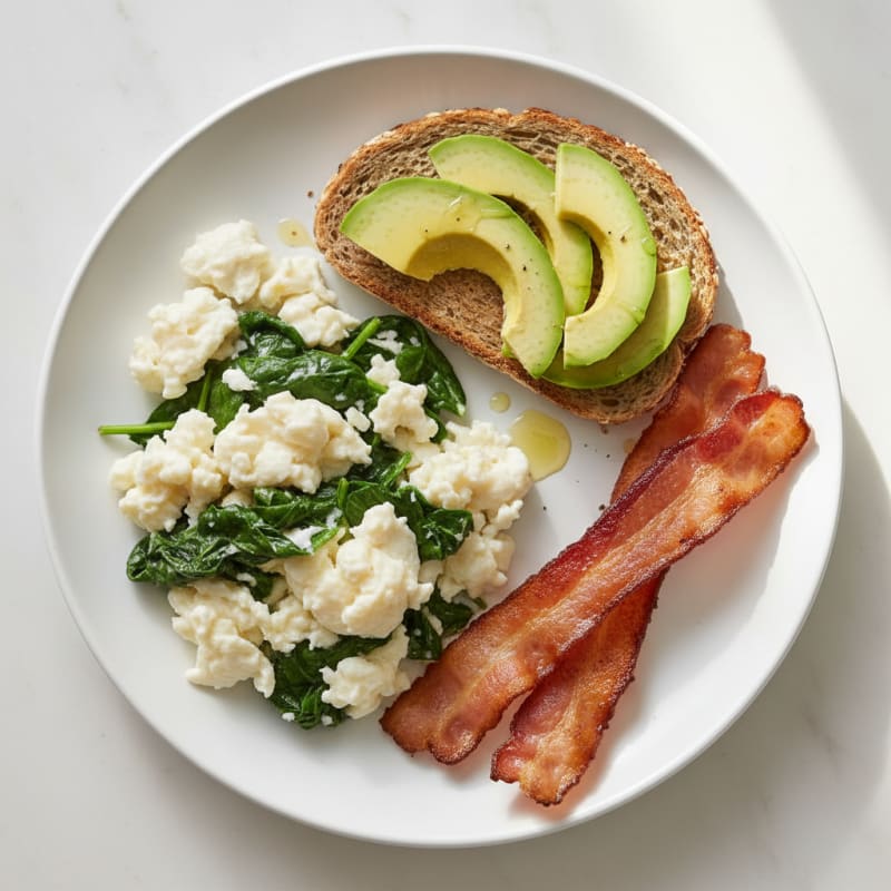 Egg White Scramble with Spinach and Turkey Bacon