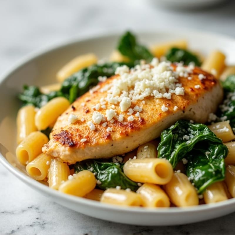 Healthy Chicken with Creamy Garlic Parmesan Pasta