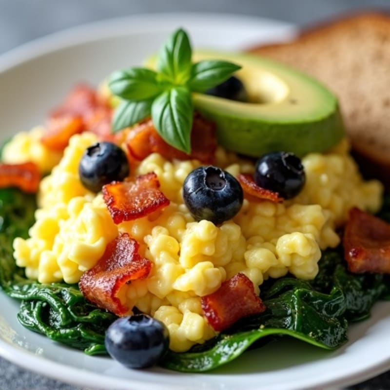 Egg White Scramble with Spinach and Turkey Bacon