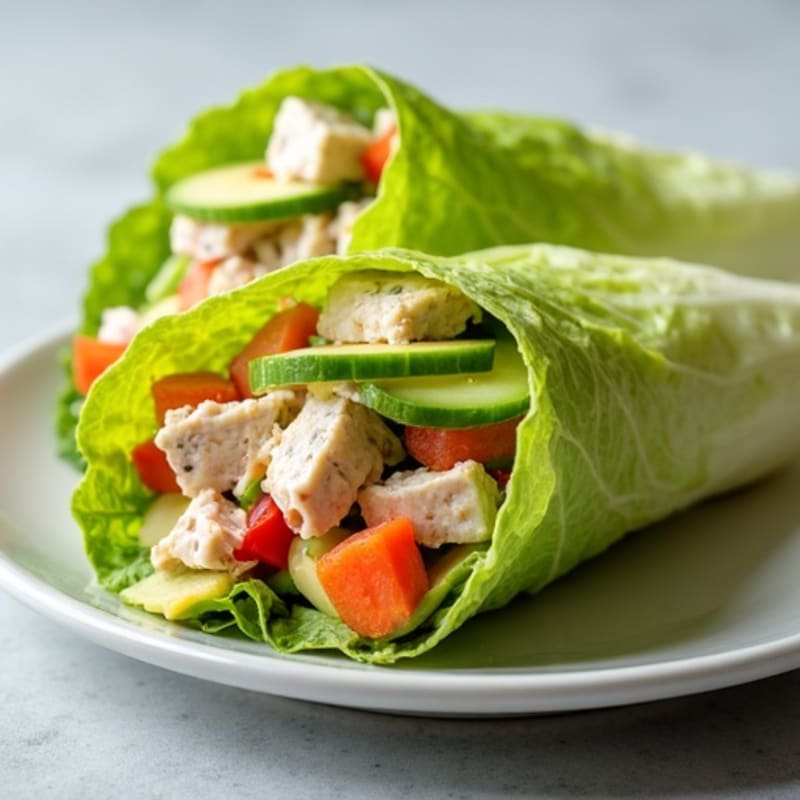 Tuna Salad Lettuce Wraps with Crunchy Veggies