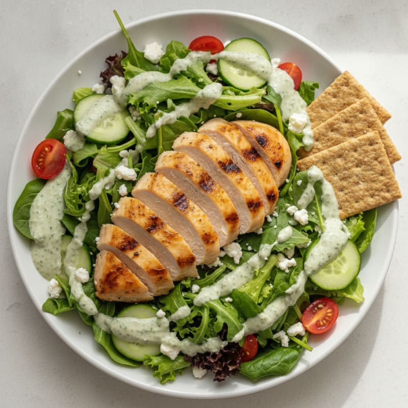 Grilled Chicken Breast Salad with Greek Yogurt Dressing