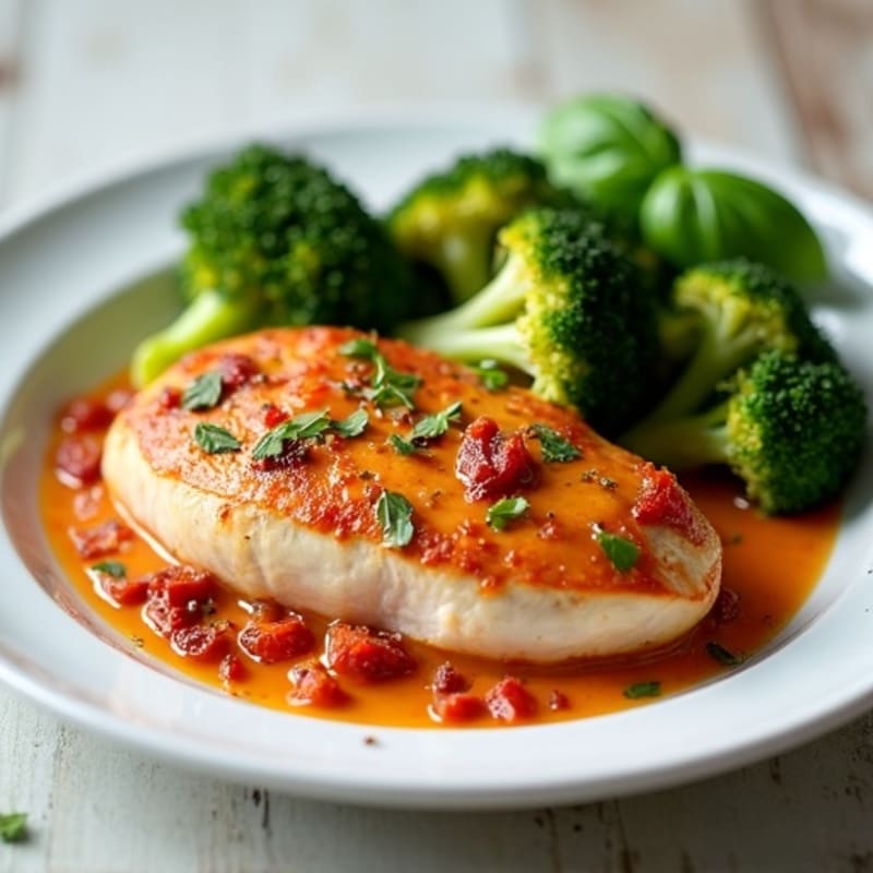 Creamy Sun-Dried Tomato Chicken with Roasted Broccoli