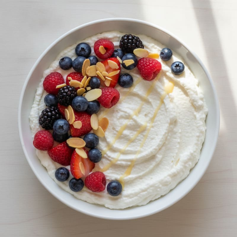 Silky Greek Yogurt Protein Mousse with Mixed Berries
