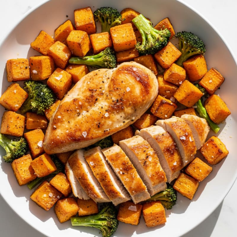 Golden Roasted Chicken and Sweet Potatoes