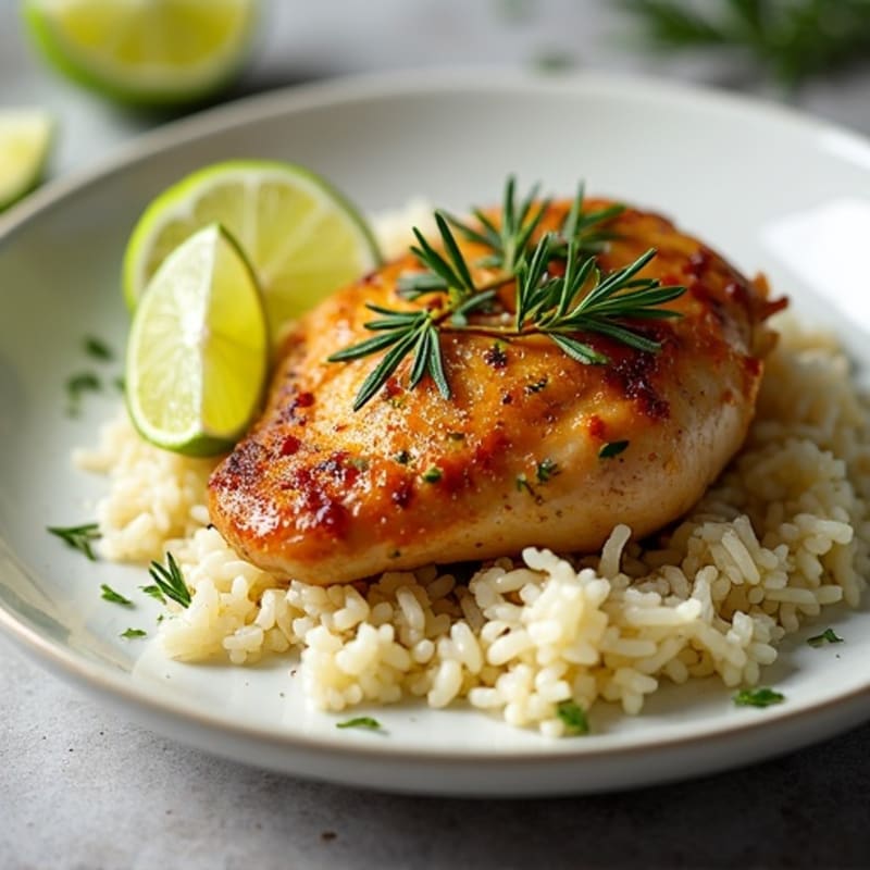 Herb-Roasted Chicken with Coconut Lime Rice