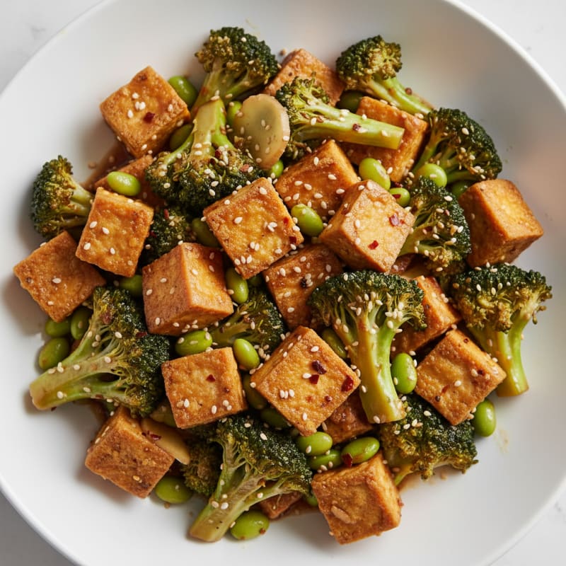 Sesame Tofu and Broccoli Stir-Fry