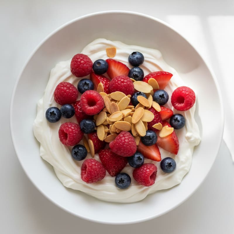 Silky Greek Yogurt Bowl with Protein Powder and Fresh Berries