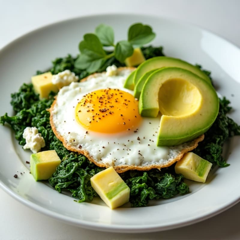 Egg White Spinach Scramble with Cottage Cheese and Avocado