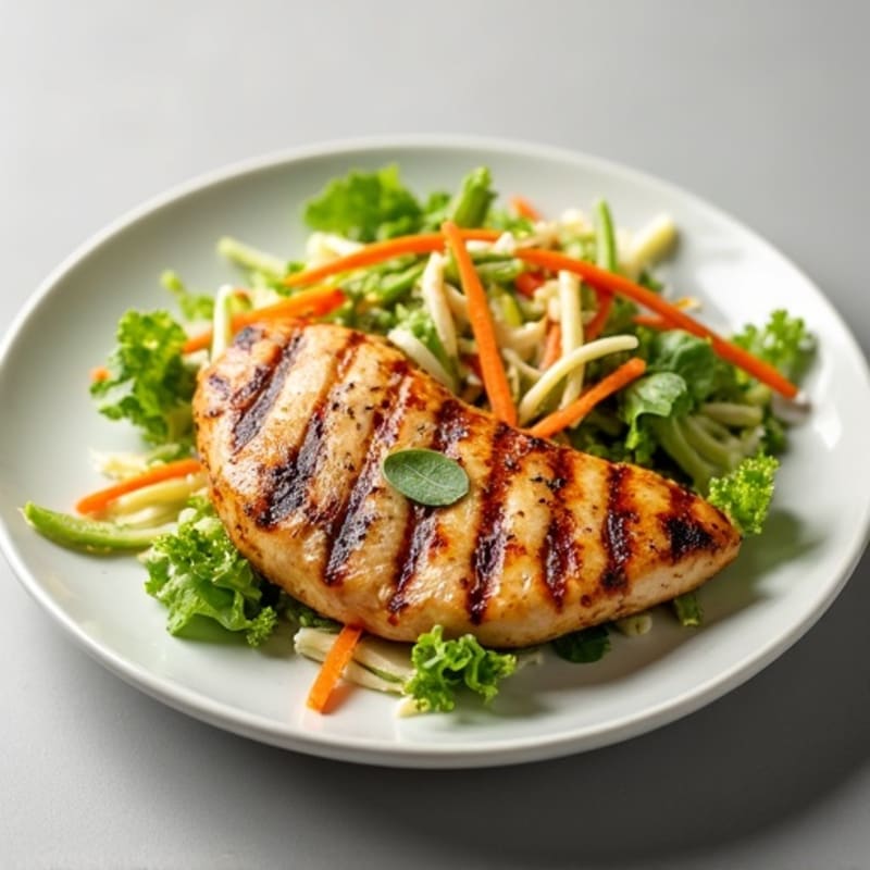 Grilled Chicken Breast with Crunchy Cabbage Slaw