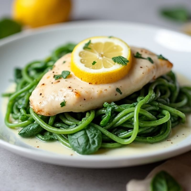 Creamy Lemon Chicken with Fresh Spinach Pasta
