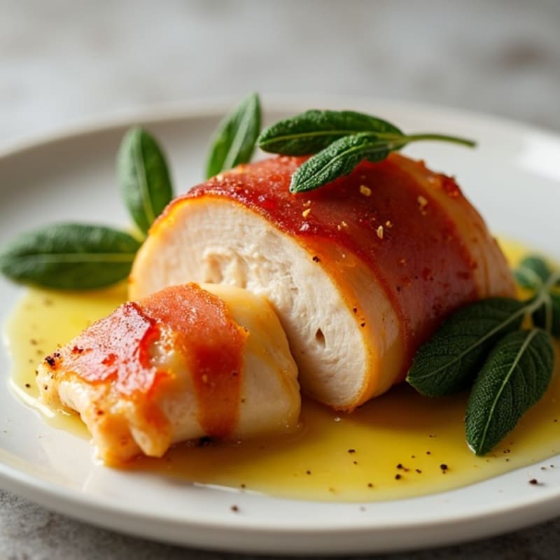 Crispy Prosciutto-Wrapped Chicken with Sage Butter Sauce