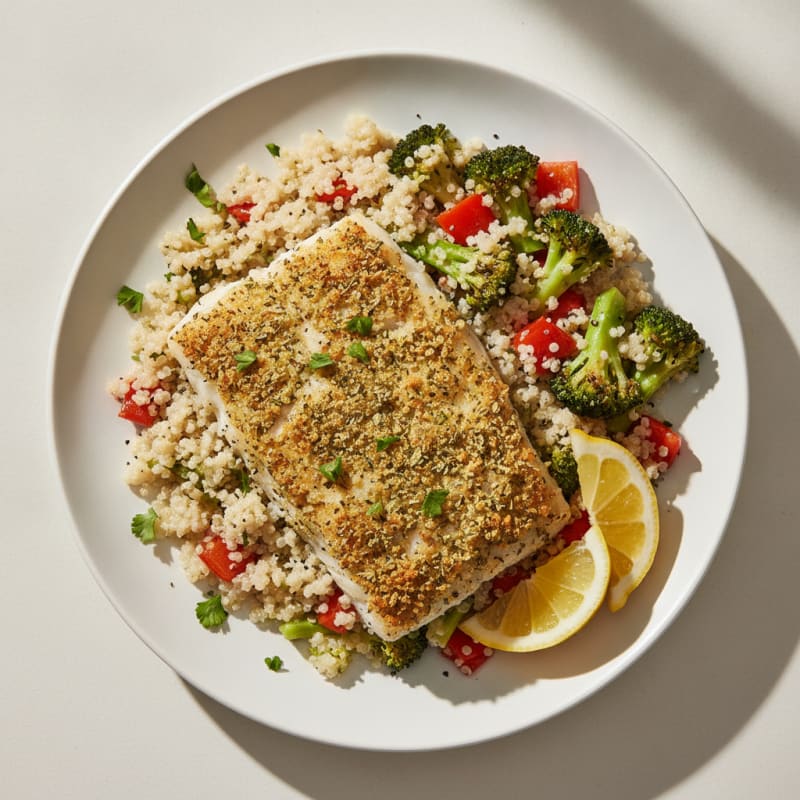 Herb-Baked White Fish with Roasted Vegetables