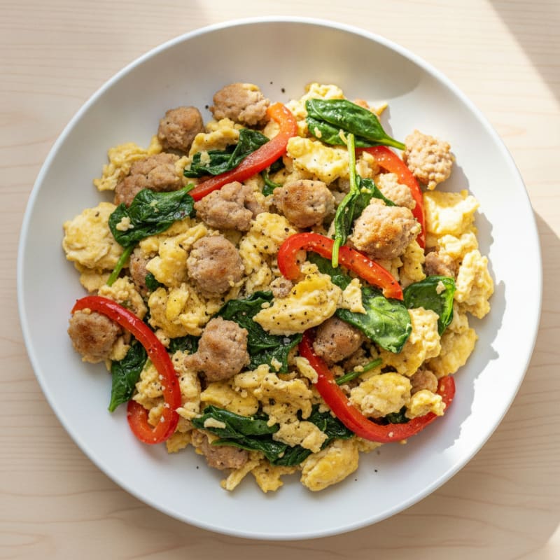 High-Protein Turkey Sausage and Egg Scramble
