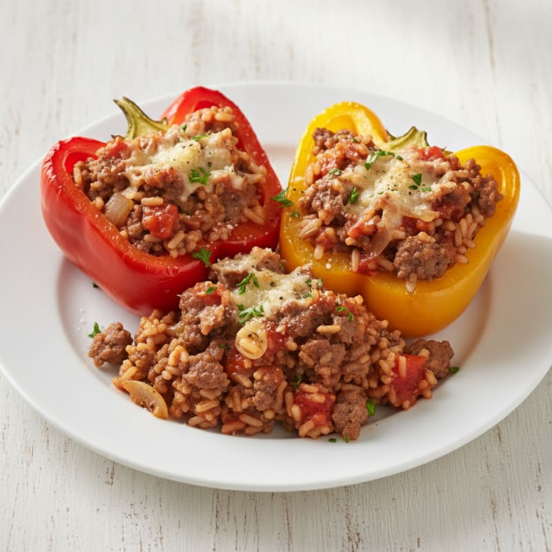 Beef and Rice Stuffed Bell Peppers